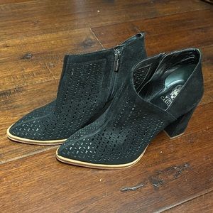 Vince Camuto - Black Cutout High Heel Suede Booties - Size 8 1/2